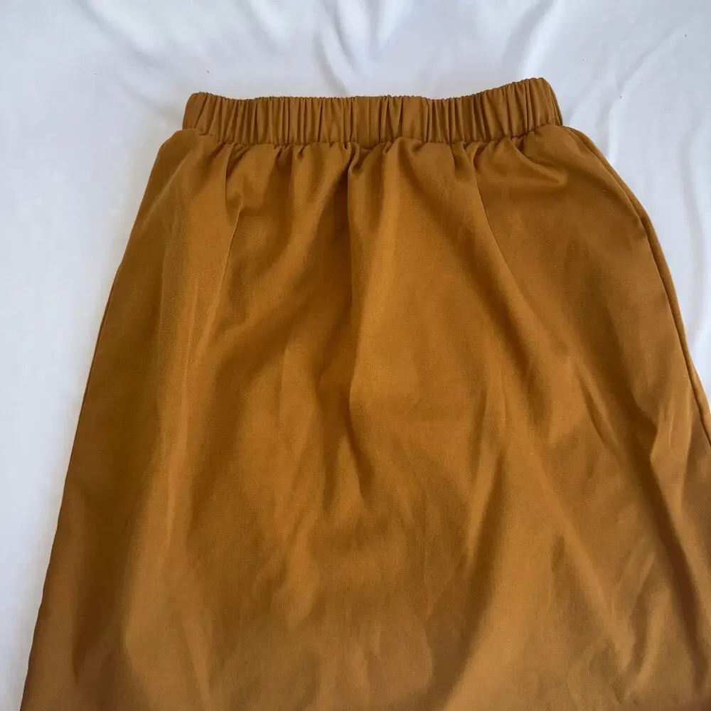 Shein Girls Midi Skirt Size 11-12Y‎ Orange/Brown